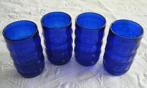 VINTAGE KOBALTBLAU 4ER SET TUMBLER TRINKGLÄSER - HERGESTELLT IN BRASILIEN - 4 1/2" SCHÖN - Bild 1 von 11
