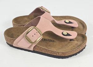 Birkenstock GIZEH BIG BUCKLE Old Rose Pink Nubuck Leather Toe Sandals 38 / 7 - Picture 1 of 8