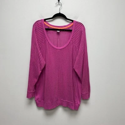 Sudadera de playa Lane Bryant Active magenta manga larga punto transparente ojales 22/24 Foto 1 de 4