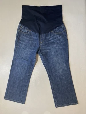 GOOD Mujer Maternidad Talla 12 Denim Capris Lavado Oscuro Foto 1 de 4