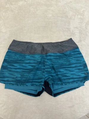 MPG Mujer Negro Verde azulado Bolsillo con cremallera Atlético Doble Capa Pantalones Cortos Talla GRANDE Foto 1 de 4