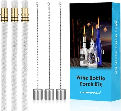 LANMU 葡萄酒瓶火炬灯芯,户外庭院后院手电灯,油灯  — 第 1/4 张图片