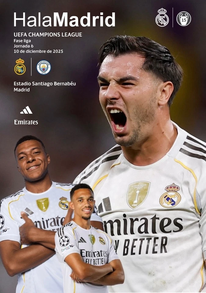 Programme Real Madrid v Manchester City 2025 2026 Champions League. Fan edition - Image 1 of 1