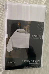 Royal Crest Home Stoff Satin Streifen Tischdecke - 60X84 Weiß - Neu im Paket - Bild 1 von 9