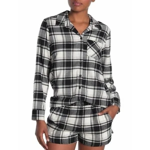 Free Press Women's Plaid Flannel Night Shirt in White Angie Plaid Small - Picture 1 of 3