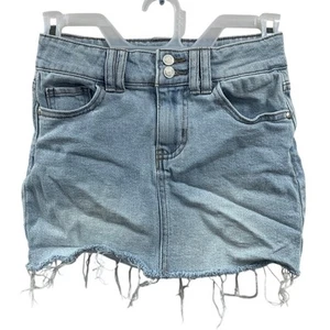 New Art Class Girls Medium Adjustable Waist Factory Distressed Denim Jean Skirt - Picture 1 of 4