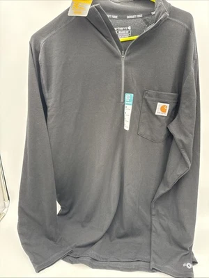 Camisa Carhartt 1/4 Cremallera Hombre Mediana Negra Fuerza Calce Relajado Bolsillo Peso Medio 104255 Foto 1 de 4
