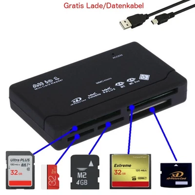 ALL-IN-ONE Kartenleser Speicherkarten USB Kartenlesegerät CF/SD/xD/MS/SDHC NEU - Bild 1 von 4