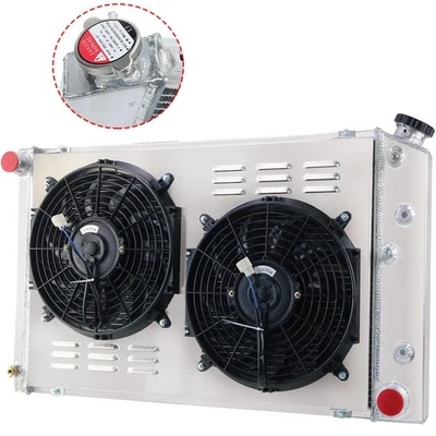 28" 161 3Row Radiator+Shroud+Fan For Chevy Chevelle 68-73/El Camino 68-77/C10/20 - Image 1 of 4