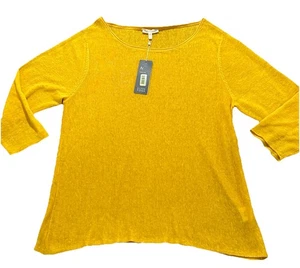NEU Eileen Fisher großer leichter Bio Leinen Feinstrick Pullover gelb - Bild 1 von 10