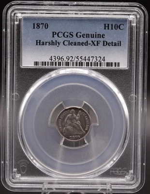 1870 Seated Liberty Half Dime • PCGS XF Detail • Harshly Cleaned - Image 1 of 4
