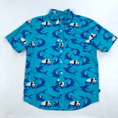 Vintage Enjoi Shirt Medium Skateboarding Panda All Over Print Hawaiian Y2K Skate - Image 1 of 4