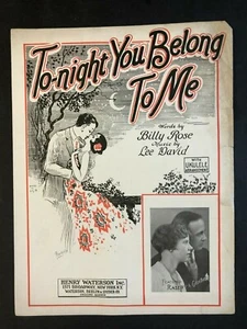 Vintage Sheet Music  1926 To-night You Belong To Me - Picture 1 of 2