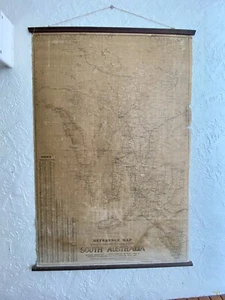A Superb large cloth backed roll up wall map of South Australia circa 1925   - Picture 1 of 9