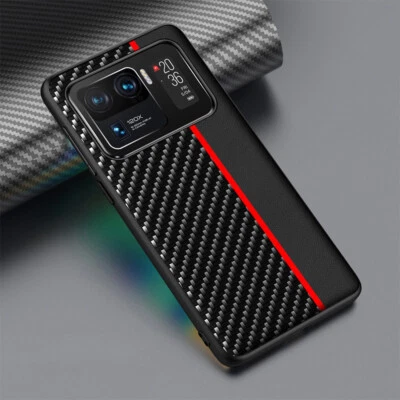 Funda blanda híbrida mate de cuero de fibra de carbono de lujo para Xiaomi Mi 11 Ultra Foto 1 de 4