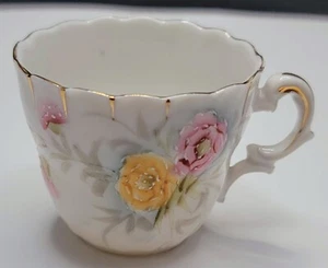 Vintage Demitasse Bone China Weißgold Blumen Blätter - Bild 1 von 10