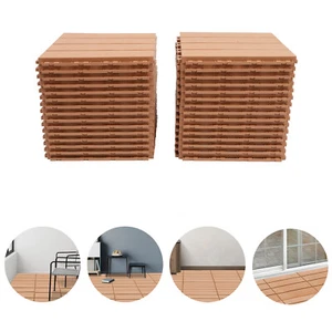 30X Plastic Interlocking Deck Tiles Dark Wood Grain Outdoor Patio Pavers 12 x12 - Picture 1 of 23