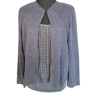 Andrea Polizzi For Rex Lester Black Glitter Cardigan Set Women's Size Medium - Picture 1 of 11