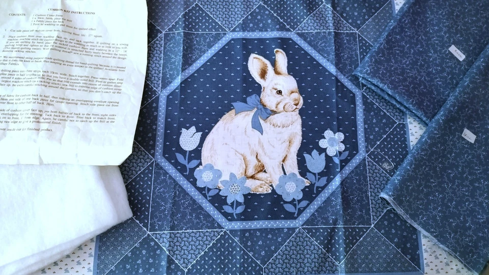 Vintage rabbit patchwork cushion kit - all fabric and instructions - Image 1 of 1