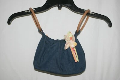 Gymboree Double Round Handles Girl's Youth Butterfly Denim Blue Purse Zip NEW - Image 1 of 4