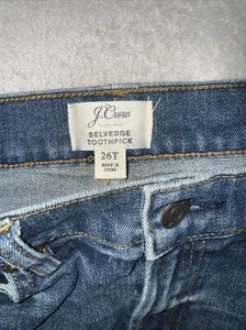 J Crew Denim Jeans Womens Size 26T Blue Selvedge Toothpick Dark Wash Stretch - Picture 1 of 7