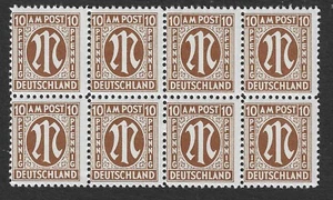 ALLIED OCCUPATION - 1945 - AM POST 10PF - BLOCK 8V - MNH ** - Picture 1 of 1