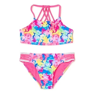 Girls Swimsuit Tankini Mermaid Bikini 2 PC Swim 14 16 Plus Size XL Wonder Nation - Picture 1 of 4