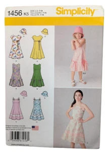 Sewing Pattern SIMPLICITY #1456 Girls Dresses and Bucket Hat Sizes 7 - 14 c:2014 - Picture 1 of 3