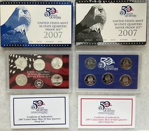2007s Silver & 2007s Clad Proof Quarter Set - Picture 1 of 5