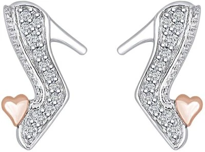 Aretes de dos tonos con dije de zapatos de diamantes naturales de 0,1 quilates en oro macizo de 10 quilates Foto 1 de 3