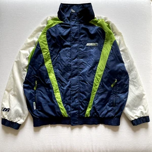 Vintage Mecca Jacket Mens XLBlue Lime Green Nylon Track Gorpcore Hip Hop Y2K - Picture 1 of 18