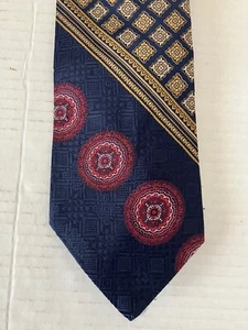 Leonardo Men's Necktie Tie Polyester Multicolor Geometric Vintage Wide 70's - Picture 1 of 6