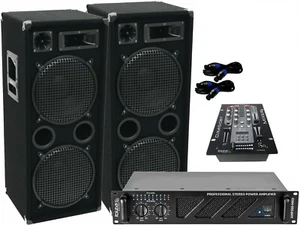 Das PA-SET 79 Bluetooth Anlage Mixer 3Wege 4 x 30 cm Bass Musikanlage 3000Watt - Bild 1 von 14
