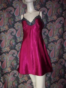 Adonna High Sheen Cherry Satin Empire Babydoll Mini Nighty S - Picture 1 of 6