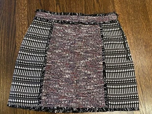 French Connection Skirt Pixel Cotton Tweed Black White Red Mini ALine NWOT Sz 12 - Picture 1 of 3