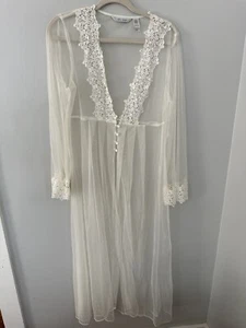 Vintage Delicates white Sheer Wedding Robe Peignoir,Med - Picture 1 of 8