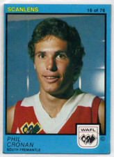 1982 AFL WAFL SCANLENS FOOTBALL CARD - 16 Phil CRONAN (SOUTH FREMANTLE) NM/EXCE