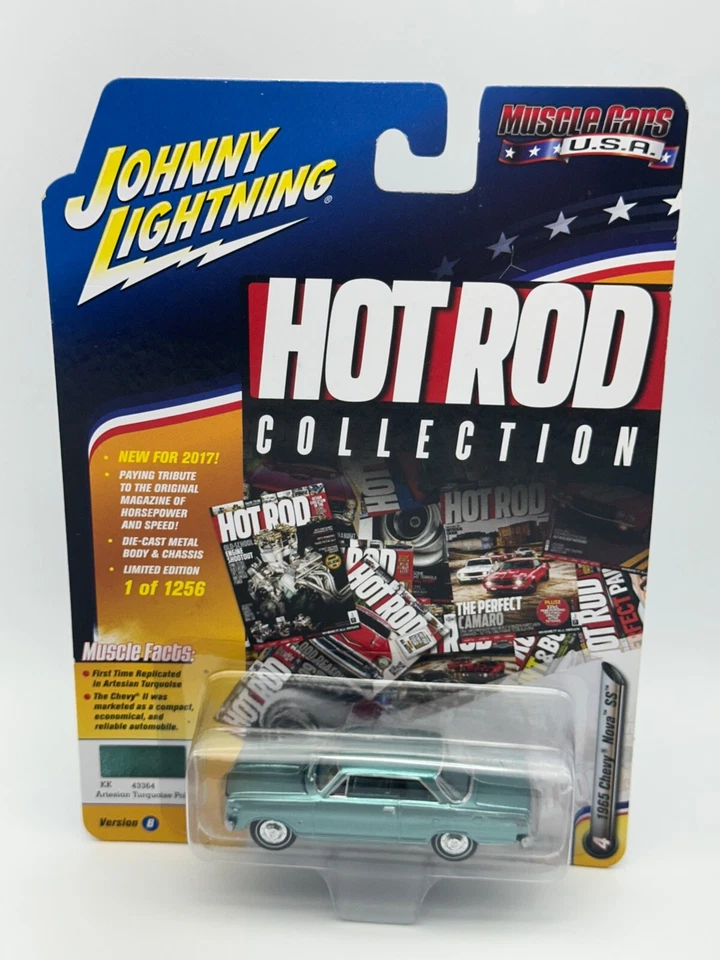 Chevy Nova SS 1965 Johnny Lightning Hot Rod Collection, turquesa, 1:64, nuevo en caja Foto 1 de 4