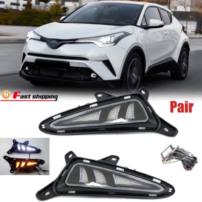 一对 LED 雾灯 DRL 转向信号灯 LH + 右握 适用于 2016 - 2019 年丰田 CHR C-HR — 第 1/4 张图片