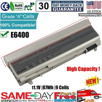 9-Cells For Dell Latitude E6400 E6500 E6410 E6510 Laptop Battery 4M529 F8TTW - Image 1 of 4