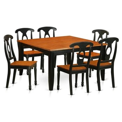 East West Furniture Parfait 7-piece Table and Dining Chairs in Black/Cherry - Image 1 of 4