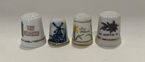 Vintage Set Of 4 Delft Porcelain Thimbles - Picture 1 of 3