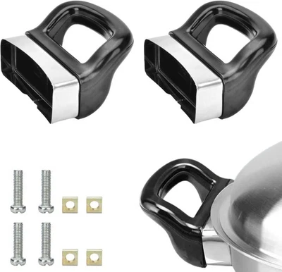 2 Pcs Pot Short Side Handles Replacement Metal Handle Universal /, Black  - Image 1 of 4