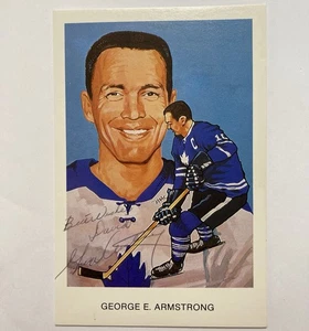 1983 GEORGE ARMSTRONG AUTOGRAPH SIGNED HHOF CARTOPHILIUM POSTCARD MAPLE LEAFS 1 - Picture 1 of 3