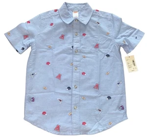 NEW Gymboree Shirt Boys Size 7 Classroom Cutie Button Down Embroidered Football - Picture 1 of 7