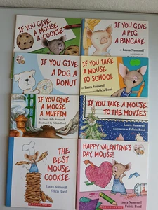 8 Paperback Picture Book Lot IF YOU GIVE A MOUSE A COOKIE Series Numeroff ~ Used - Picture 1 of 13
