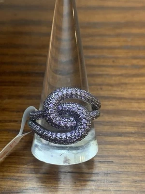 Bomb Party Ring Size 10 RG76693 Sunlit Breeze Purple Topaz CZ On Hematite - Image 1 of 4