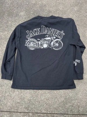 Vintage Y2K 2004 Jack Daniels Motorcycle Biker Long Sleeve Shirt Black Size XL - Image 1 of 4