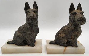 Vintage Pair of Scottish Terrier Scottie Dog Bronze Brass Sculptures Bookends - Picture 1 of 6