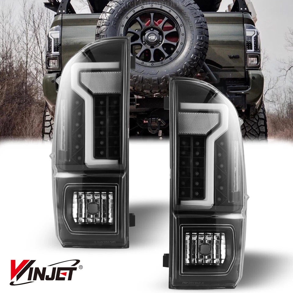 For 2016-2021 Toyota Tacoma LED Tail Lights Black Rear Brake Lamp Clear PAIR Foto 1 de 4